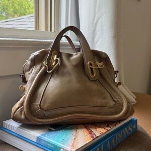 Chloe Paraty -  Tan/ Olive  Leather Handbag